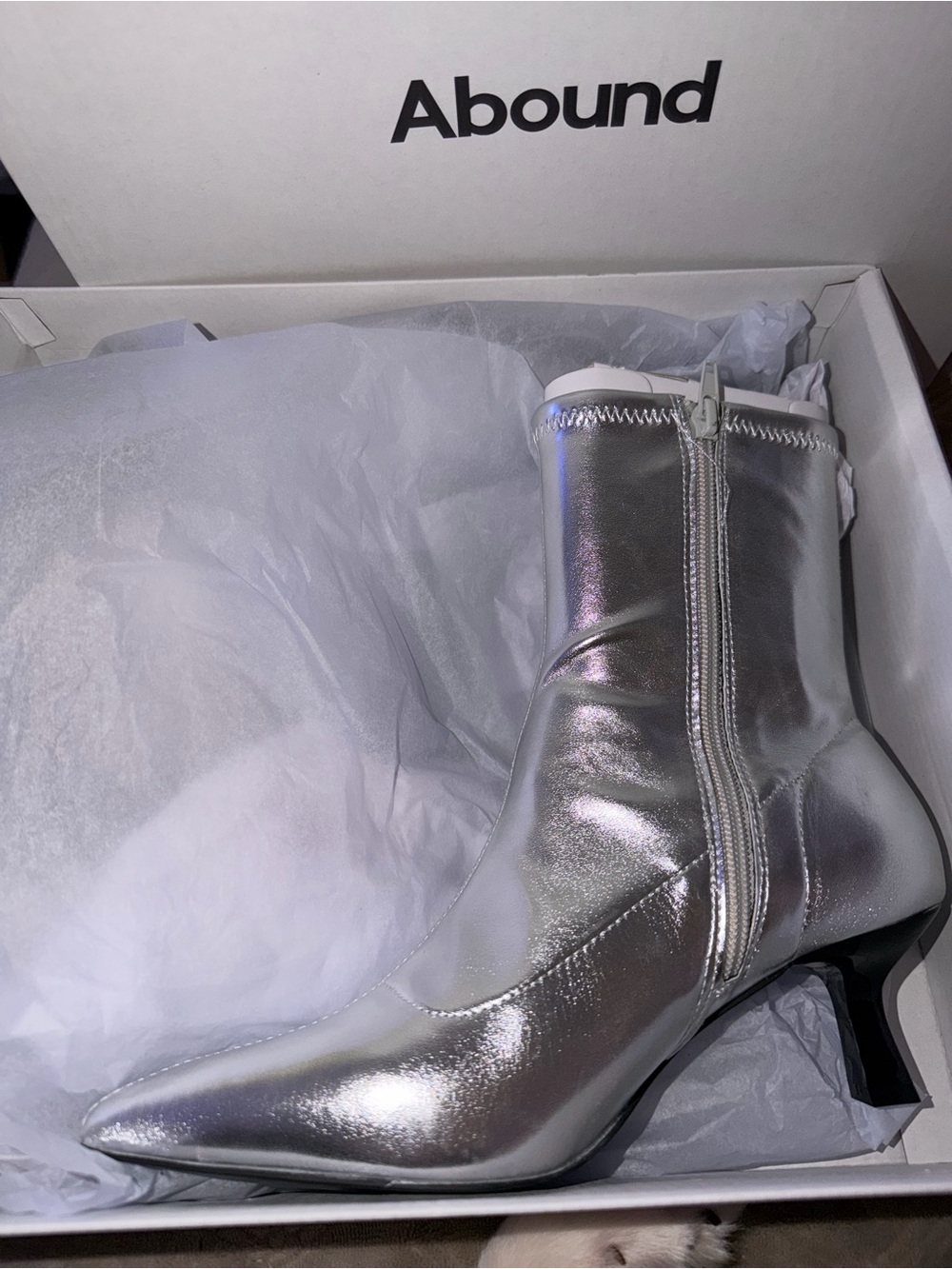 Abound Silver Metallic Pointed Toe Ankle Booties